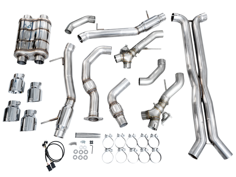 Cadillac CT4-V Blackwing Performance Exhaust - AWE Tuning - SwitchPath, Cat Back - Chrome Silver - `21-`27